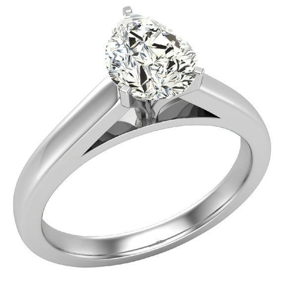 Diamond Engagement Ring For Women Pear GIA Certified Solitaire 3-Prong 0.75 Carat 14K White Gold (J,I1)