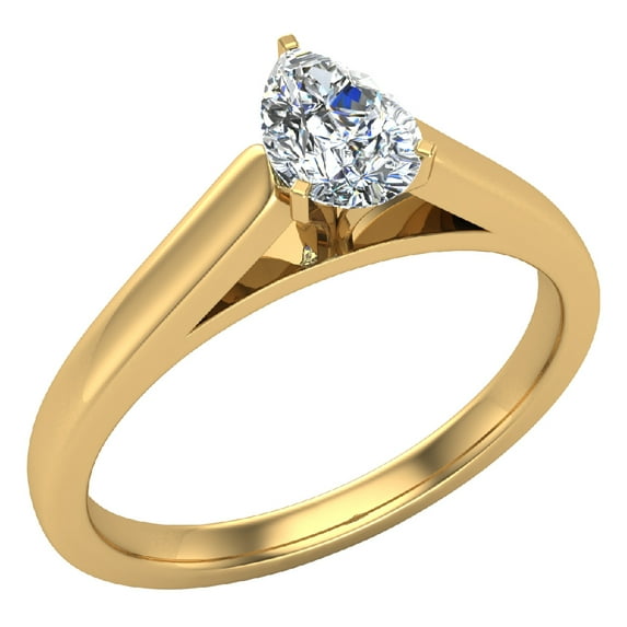 Diamond Engagement Ring For Women Pear Solitaire GIA Certified 3-Prong 0.50 Carat 14K Gold (H,I1)