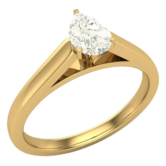 Diamond Engagement Ring For Women Pear Solitaire GIA Certified 3-Prong 0.50 Carat 14K Gold (K,I1)