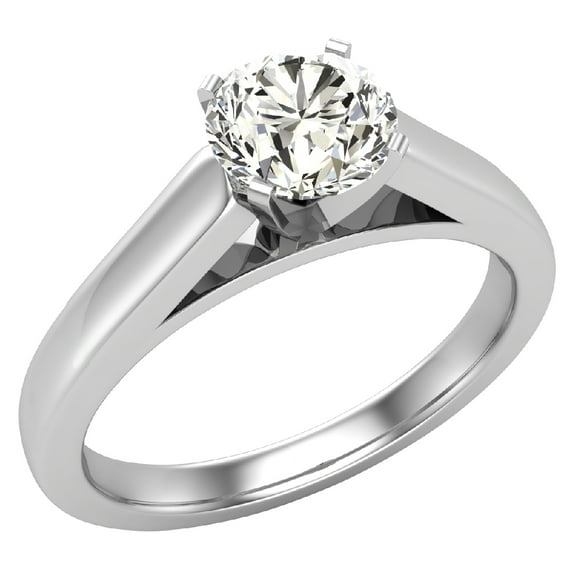 Diamond Engagement Ring For Women Round GIA Certified Solitaire 4-Prong 0.50 Carat 14K White Gold (J,SI)