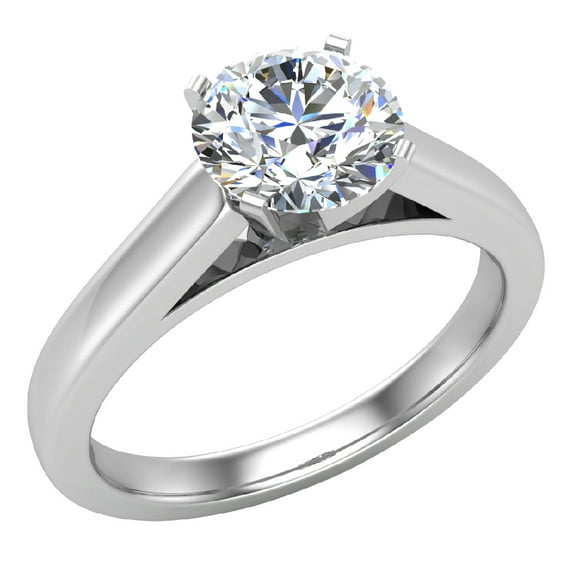 Diamond Engagement Ring For Women Round GIA Certified Solitaire 4-Prong 0.75 Carat 18K White Gold (G,VS1)