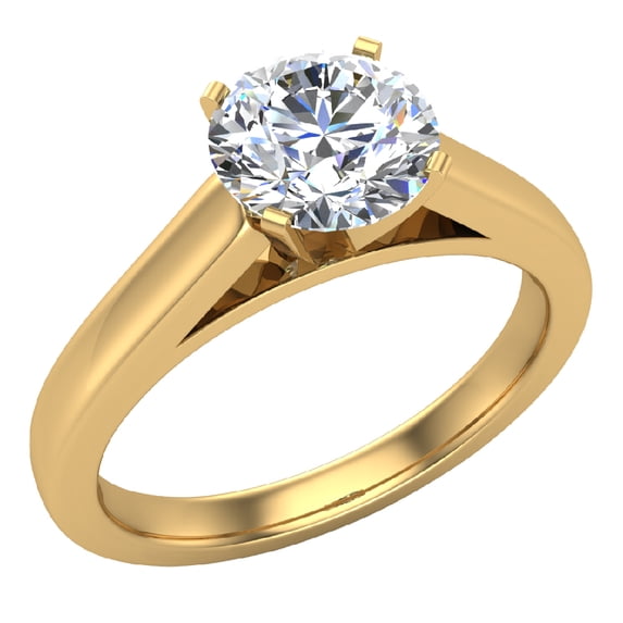 Diamond Engagement Ring For Women Round Solitaire GIA Certified 4-Prong 0.75 Carat 18K Gold (G,SI)