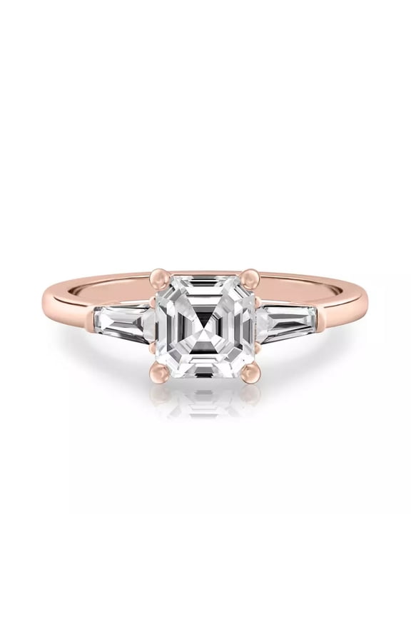 Diamond Engagement Ring IGI GIA Lab Created Asscher Cut 1.30 Carat 18K Rose Gold Gift for Her , 9