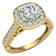 thumbnail image 1 of Diamond Engagement Ring for Women Cushion Cut Diamond Halo Rings Filigree Style 14K Gold 1.15 Carat (H,SI1), 1 of 5