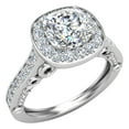 thumbnail image 1 of Diamond Engagement Ring for Women Cushion Cut Diamond Halo Rings Filigree Style 14K White Gold 1.15 Carat (F,VS1), 1 of 5