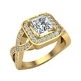 thumbnail image 1 of Diamond Engagement Ring for Women GIA certified Princess Cut Halo Rings Criss Cross Shank 14K Gold 1.50 carat, 1 of 5