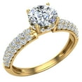 thumbnail image 1 of Diamond Engagement Ring for Women Round Brilliant Solitaire Diamond Ring with Trio-Pave Three-Row Shank 14K Gold 1.20 Carat (H,SI1), 1 of 5