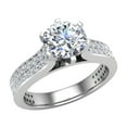 thumbnail image 1 of Diamond Engagement Ring for Women Round Brilliant Solitaire Diamond Ring with Twin-Row Shank 14K White Gold 0.85 Carat (H,SI1), 1 of 5