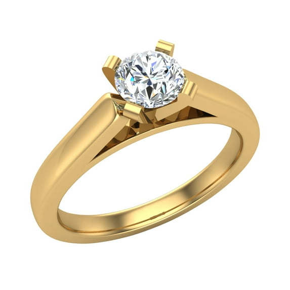 Diamond Engagement Ring for Women Round Solitaire 4-Prong 14K Gold 0.25 Carat (G,VS1)