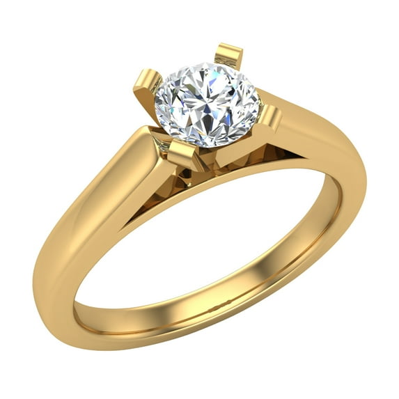 Diamond Engagement Ring for Women Round Solitaire 4-Prong 14K Gold 0.38 Carat