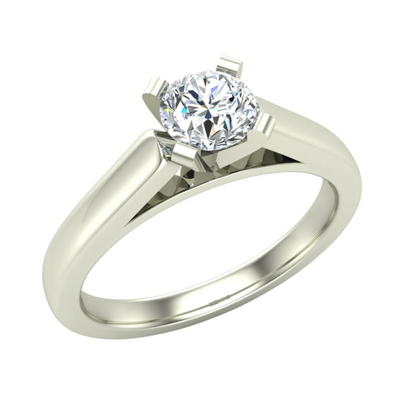 Diamond Engagement Ring for Women Round Solitaire 4-Prong 14K White Gold 0.33 Carat (G,VS1)