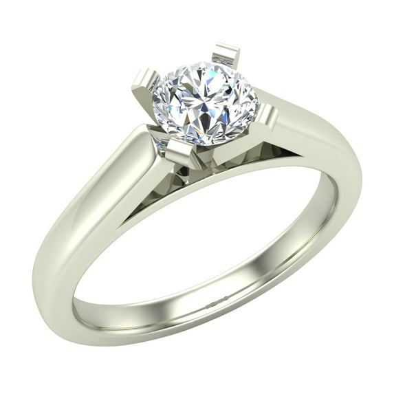 Diamond Engagement Ring for Women Round Solitaire 4-Prong 14K White Gold 0.38 Carat (G,SI)
