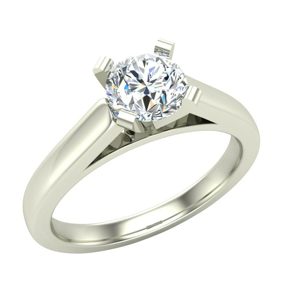 Diamond Engagement Ring for Women Round Solitaire 4-Prong 14K White Gold 0.66 Carat