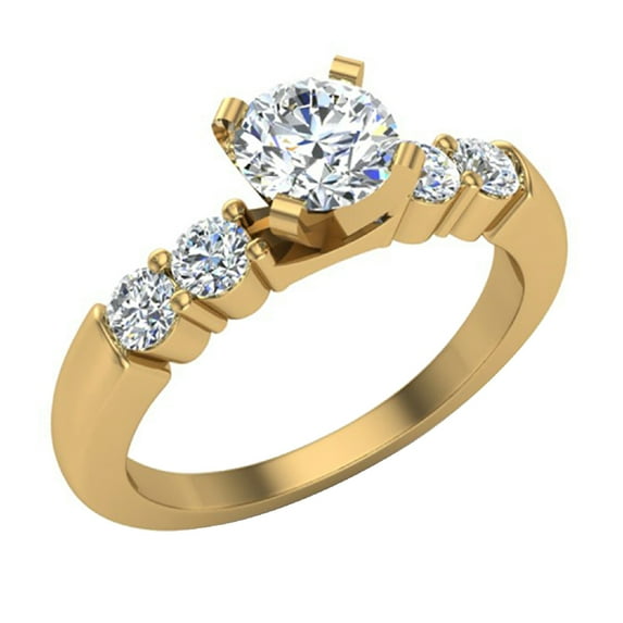 Diamond Engagement Ring for Women Shoulder Accent Diamonds 1.00 carat 14K Gold (F,VS1)