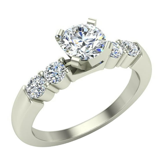 Diamond Engagement Ring for Women Shoulder Accent Diamonds 1.00 carat 14K White Gold (H,SI1)