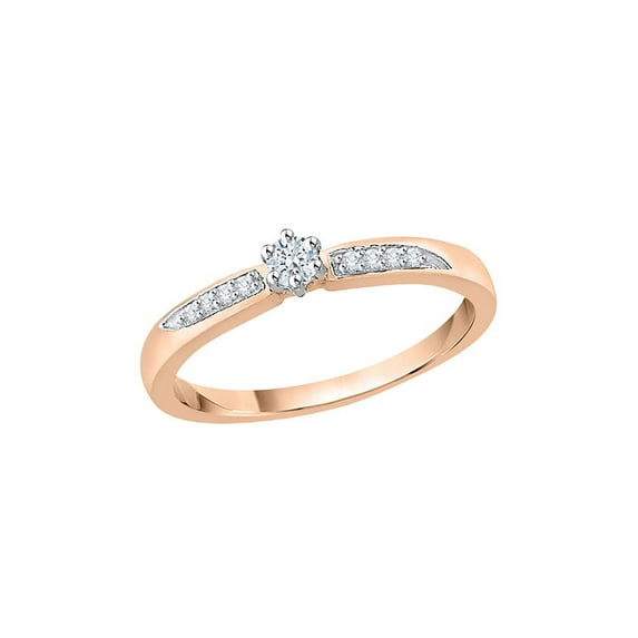 Diamond Engagement Ring in 10K Rose Gold (1/8 cttw) (I-Color, SI3-I1 Clarity) (Size-7)