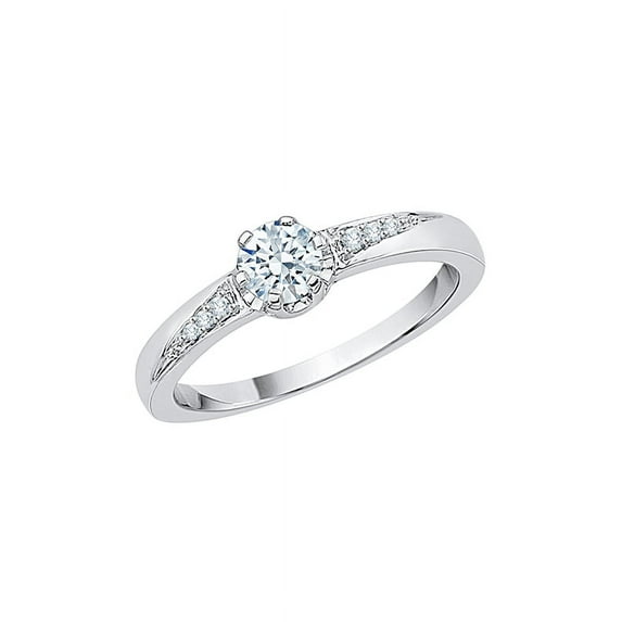 Diamond Engagement Ring in 10K White Gold (1/2 cttw) (I-Color, SI3-I1 Clarity) (Size-5.5)