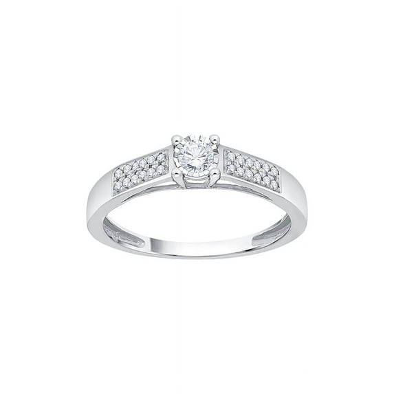 Diamond Engagement Ring in 10K White Gold (1/5 cttw) (I-Color, SI3-I1 Clarity) (Size-7.5)