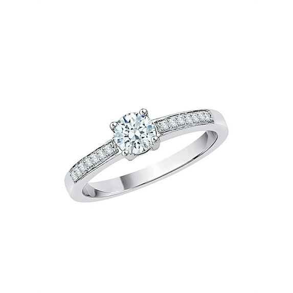 Diamond Engagement Ring in 10K White Gold (5/8 cttw) (I-Color, SI3-I1 Clarity) (Size-10.5)
