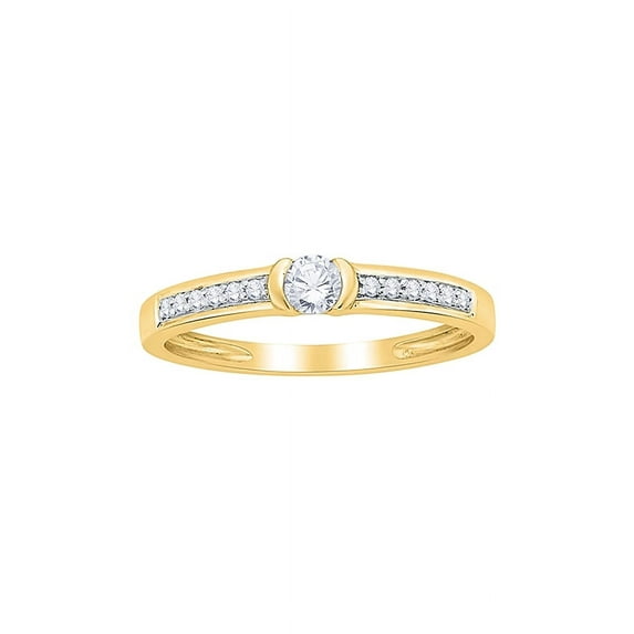 Diamond Engagement Ring in 10K Yellow Gold (1/5 cttw) (I-Color, SI3-I1 Clarity) (Size-6)