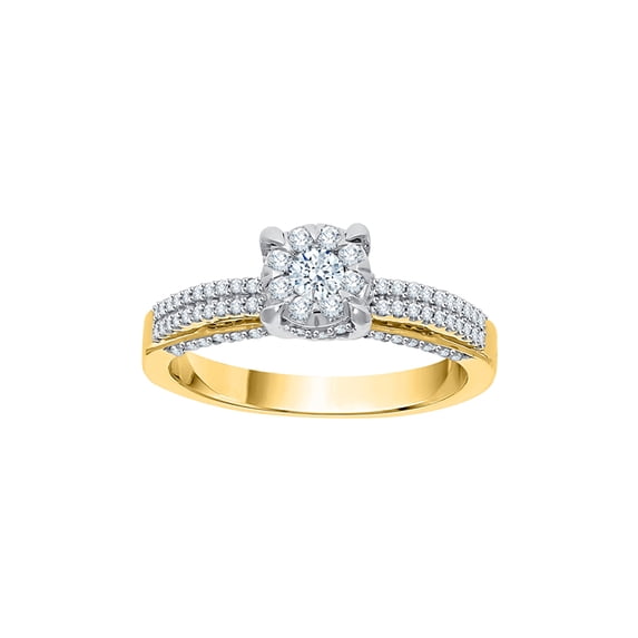 Diamond Engagement Ring in 14K Yellow Gold (5/8 cttw) (I-Color, SI3-I1 Clarity) (Size-10.5)