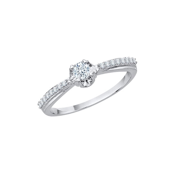 Diamond Engagement Ring in Sterling Silver (1/4 cttw) (I-Color, SI3-I1 Clarity) (Size-10.5)