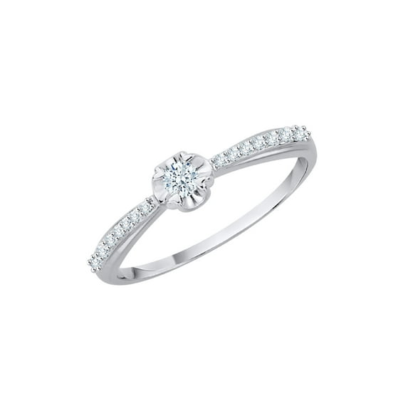 Diamond Engagement Ring in Sterling Silver (1/6 cttw) (I-Color, SI3-I1 Clarity) (Size-6.5)
