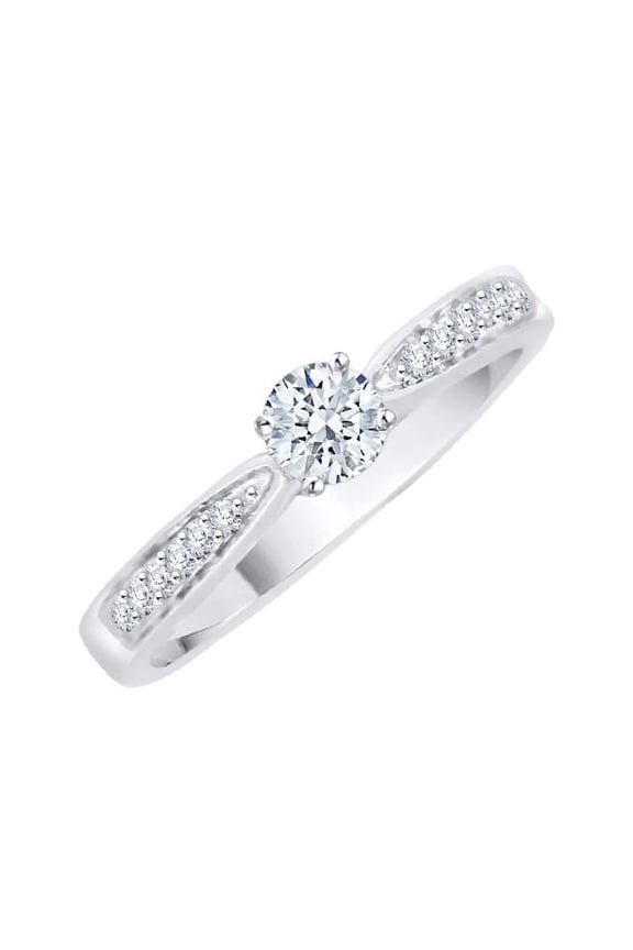 Diamond Engagement Ring in Sterling Silver (3/8 cttw) (I-Color, SI3-I1 Clarity) (Size-9)