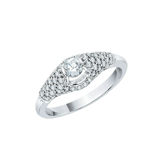 Diamond Engagement Ring in Sterling Silver (5/8 cttw) (I-Color, SI3-I1 Clarity) (Size-10)