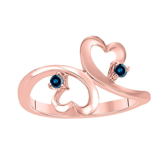 Diamond Engagement Rings For Women 0.10 Carat Natural Blue Diamond Lightweight Heart Shape Wedding Anniversary Ring For Women In 10K White Rose Yellow Gold