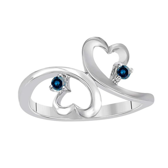 Diamond Engagement Rings For Women 0.10 Carat Natural Blue Diamond Lightweight Heart Shape Wedding Anniversary Ring For Women In 10K White Rose Yellow Gold