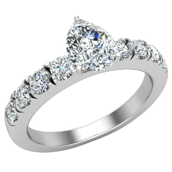 Diamond Engagement Rings For Women GIA Certified Pear Cut Solitaire Diamond Ring 18K White Gold 1.20 Carat (D,VVS)
