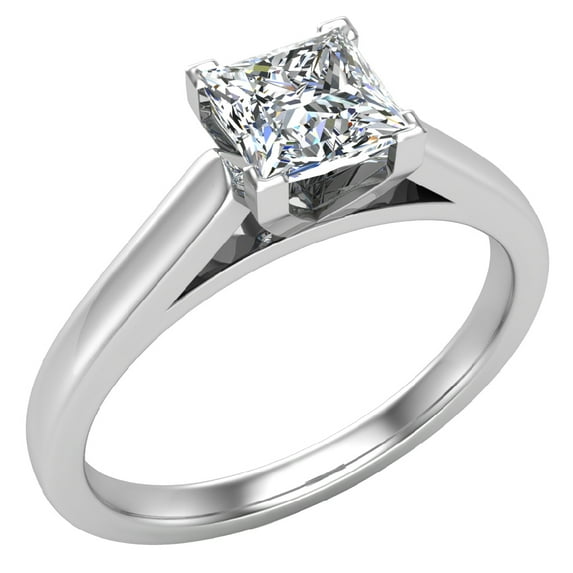 Diamond Engagement Rings For Women GIA Certified Princess Solitaire Diamond Ring 18K White Gold 0.75 Carat (E,VS)