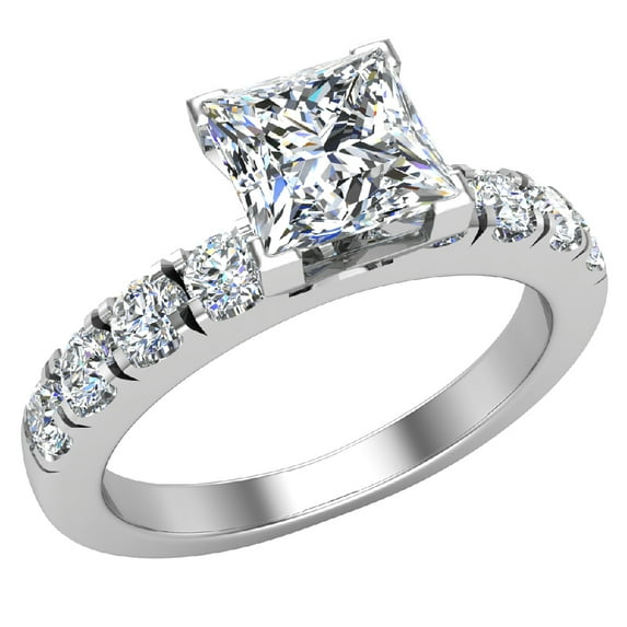 Diamond Engagement Rings For Women GIA Certified Princess Solitaire Diamond Ring 18K White Gold 1.20 Carat (D,VS)