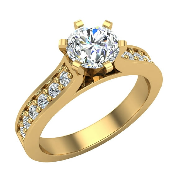 Diamond Engagement Rings Round Brilliant Diamond Ring 6-Prong 14K Gold 1.00 CT TW (F,VS1)