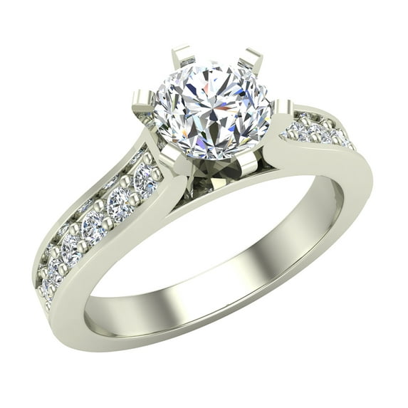 Diamond Engagement Rings Round Brilliant Diamond Ring 6-Prong 14K White Gold 1.10 CT TW (H,SI1)