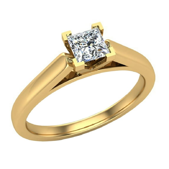 Diamond Engagement Rings for Women Princess Cut Solitaire Diamond Ring 14K Gold 0.25 Carat (G,I1)