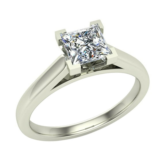 Diamond Engagement Rings for Women Princess Cut Solitaire Diamond Ring 14K White Gold 0.38 Carat (G,VS2)