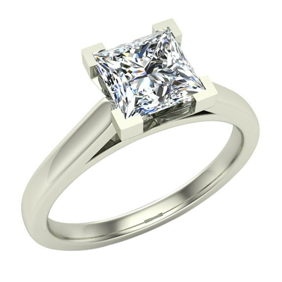 Diamond Engagement Rings for Women Princess Cut Solitaire Diamond Ring 14K White Gold 0.60 Carat (G,SI)