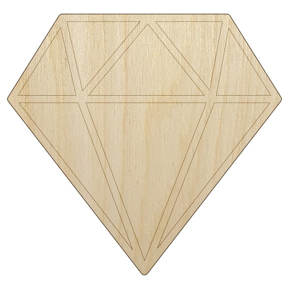 Diamond Engagement Wood Shape Unfinished Piece Cutout Craft DIY Projects - 4.70 Inch Size - 1/8 Inch Thick