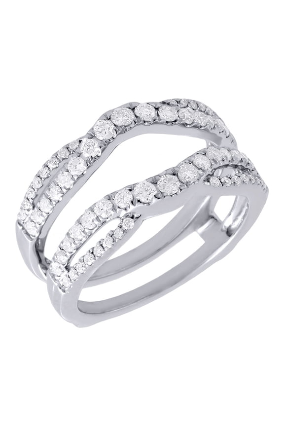 Diamond Enhancer Ring Ladies 14K White Gold Round Cut Solitaire Wrap 0.63 Tcw.