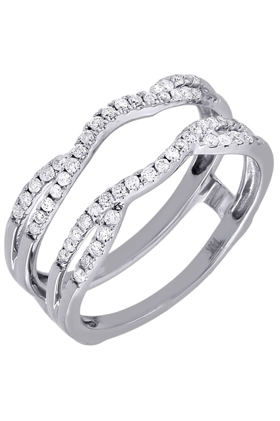 Diamond Enhancer Wrap Solitaire Engagement Ring Swivel 14K White Gold 0.33 Ct