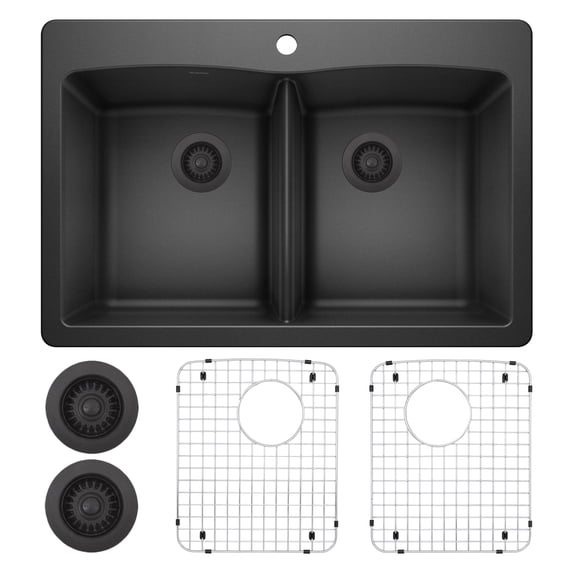 Diamond Equal Double Dual Mount Kitchen Sink Kit with Accessories