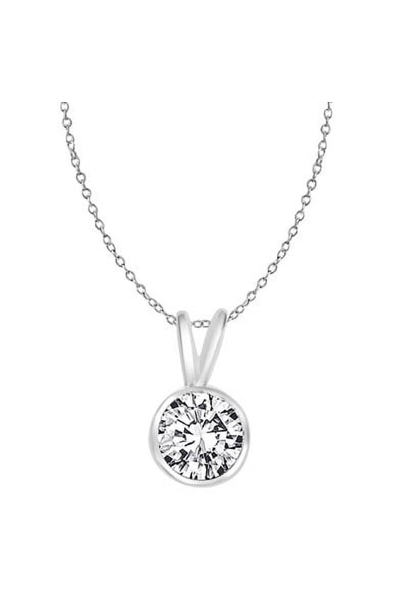 Bezel Set Pendant with 1.0 ct.t.w. of Round Brilliant Stone- WPD1706- 1 Carat