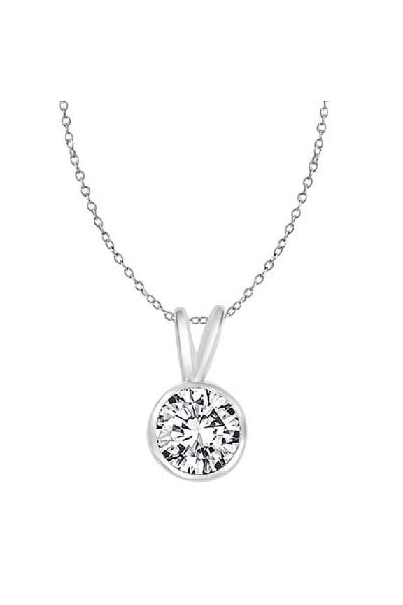 Bezel Set Pendant with 1.0 ct.t.w. of Round Brilliant Stone- WPD1706- 2 Carat
