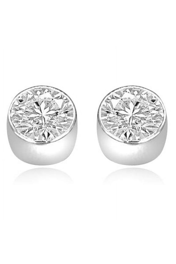 Bezel Set Stud Earrings with Round Brilliant Stones - SED1121 - 4 Carat