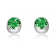 thumbnail image 1 of Diamond Essence Bezel Set Stud Earrings with Round cut Emerald Stones - SED1121E - 1 Carat, 1 of 1