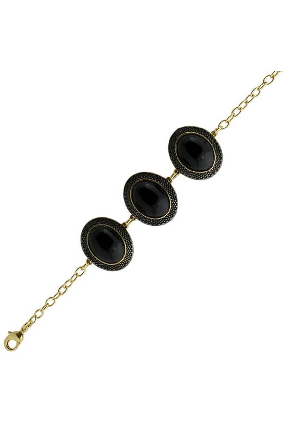 Black Agate Bracelet in Vermeil - VBL222BA