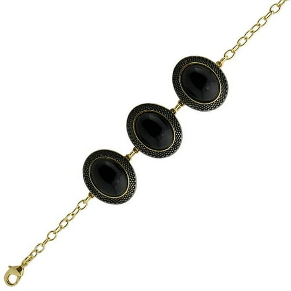 Diamond Essence Black Agate Bracelet in Vermeil - VBL222BA