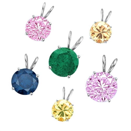 Diamond Essence Pendant with choice of Round Cut Colored Stone, 2.0 ct.t.w. - SPD1206- Pink